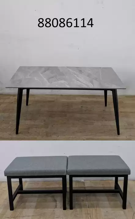 【弘旺二手家具生活館】全新/庫存 灰色岩板茶几附2椅 茶几 全新茶几 客廳茶几 大茶几 茶几附椅-各式新舊/二手家具 生活家電買賣