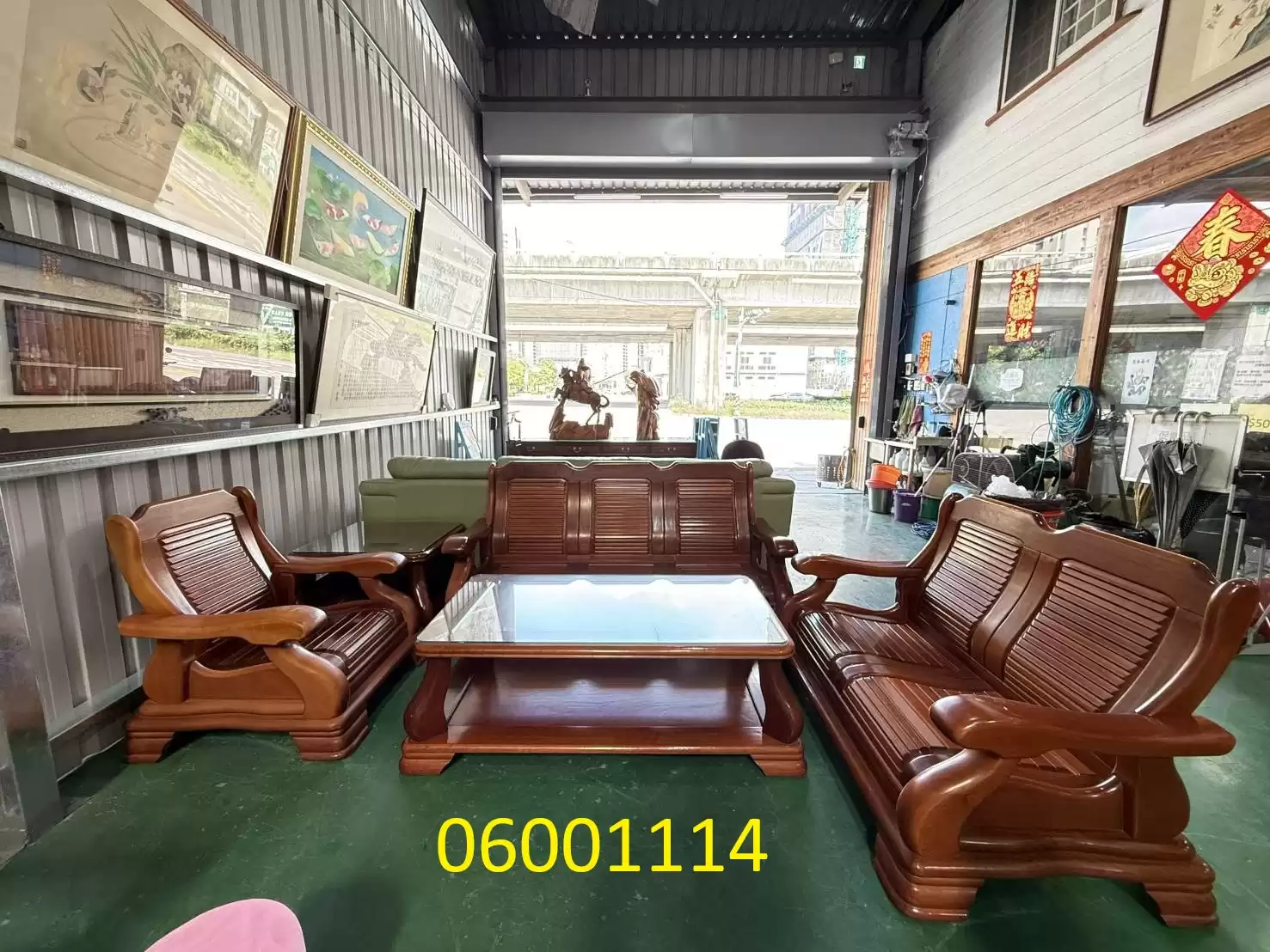 【弘旺二手家具生活館】二手/中古 柚木色木組椅 3件組 二手木沙發 木製沙發組 實木客廳桌椅組 -各式新舊/二手家具 生活家電買賣