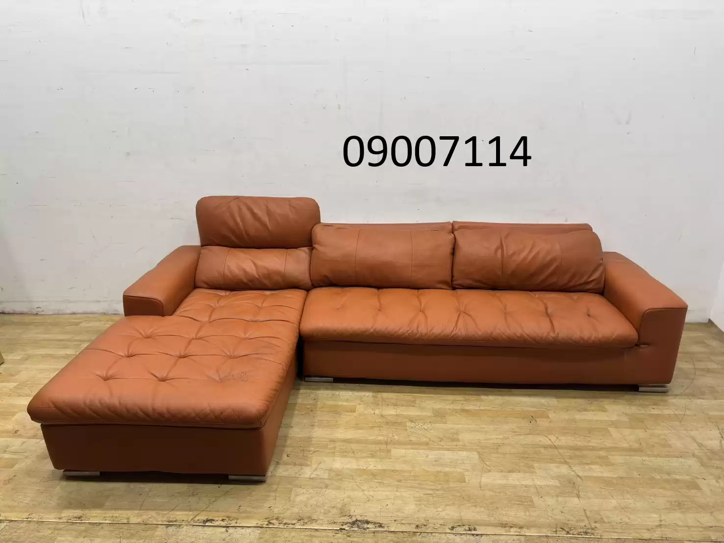 【弘旺二手家具生活館】二手/中古 橘色皮L型沙發 客廳沙發 皮沙發 L型沙發 三人座沙發-各式新舊/二手家具 生活家電買賣
