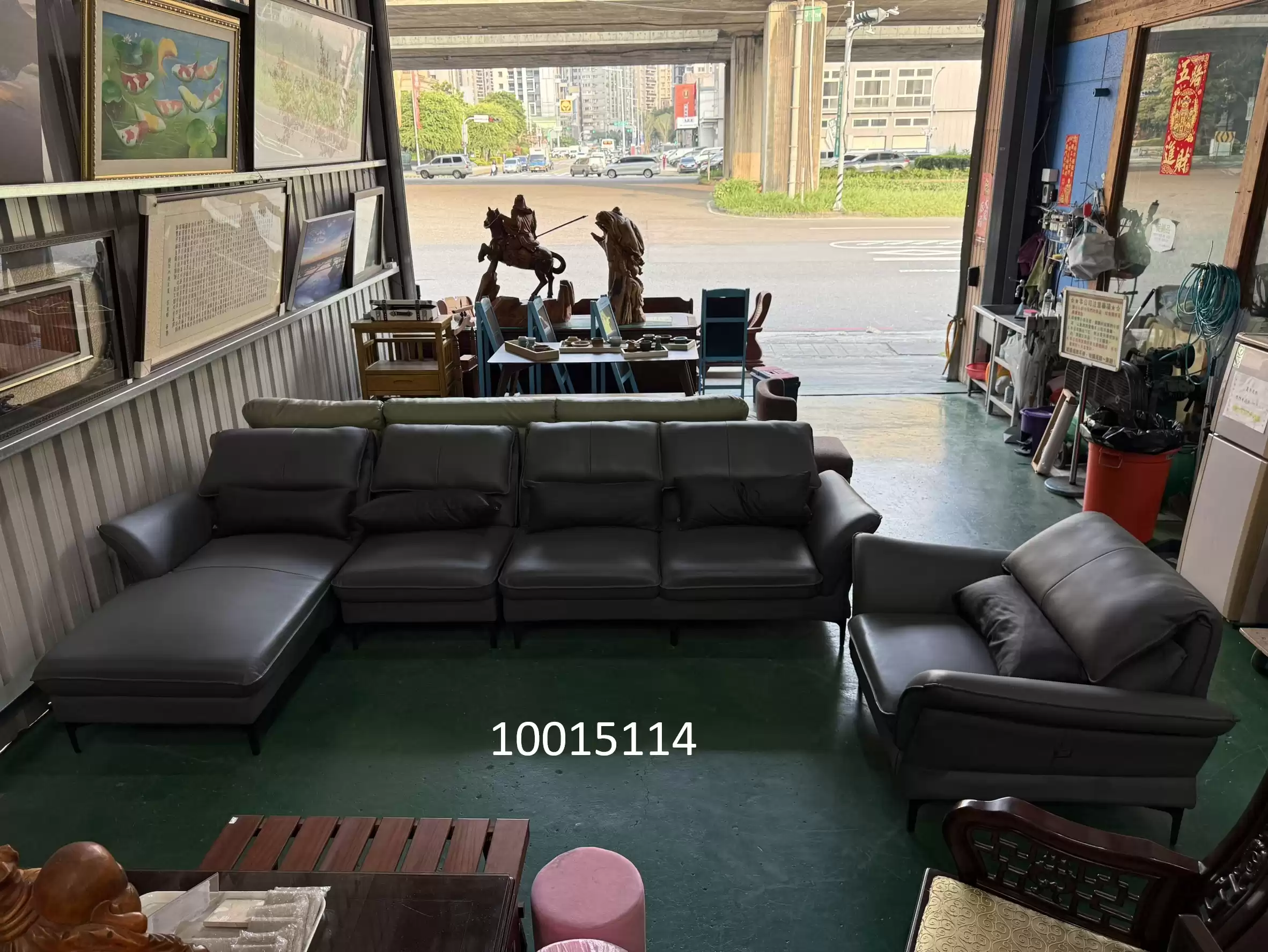 【弘旺二手家具生活館】二手/中古 灰色半牛皮L型沙發 客廳沙發 皮沙發 單人皮沙發 二手沙發-各式新舊/二手家具 生活家電買賣